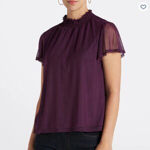 NWT BEACON Jan Mock Neck Mesh Knit Top Purple Size XXL
